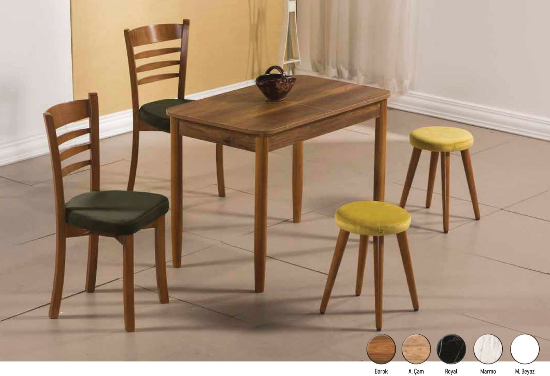 ROSE MASA TAKIM BELİZ TABURELİ