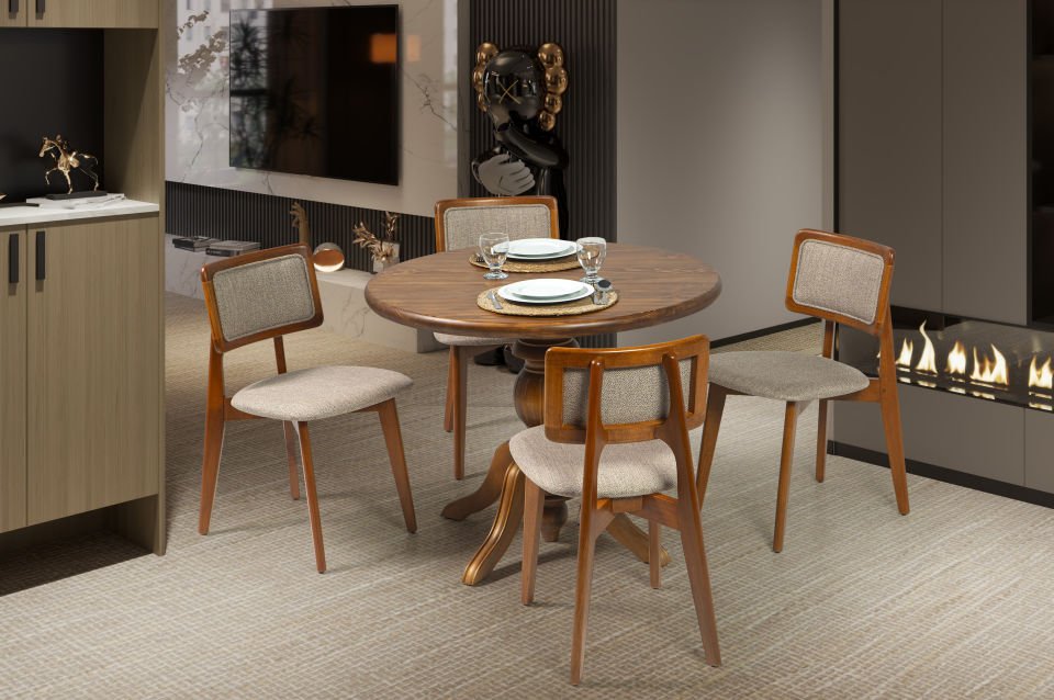 SARAY CEVİZ MASA ZEUS SANDALYELİ