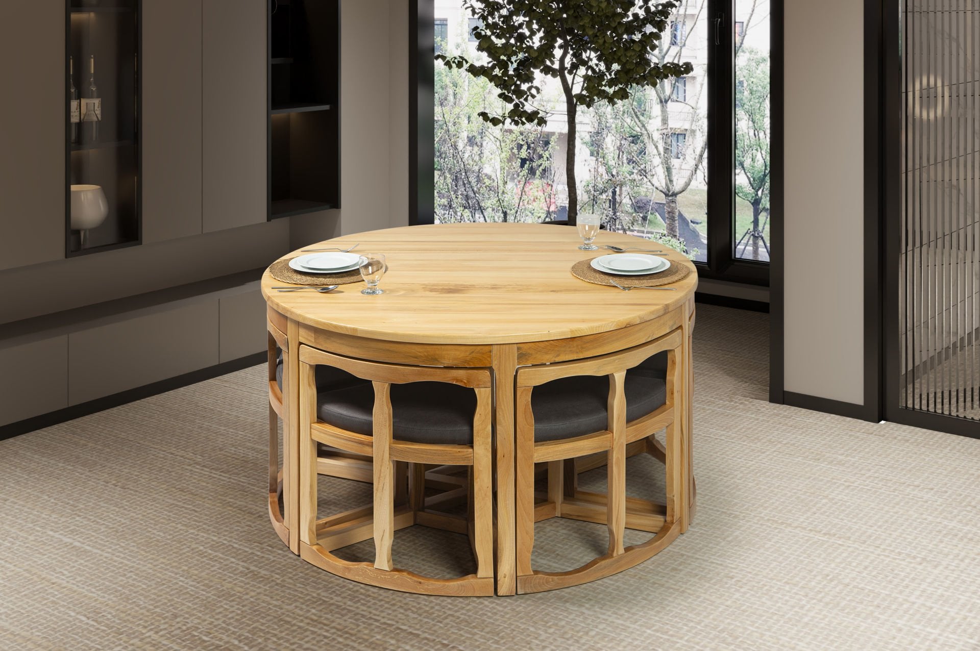 ADA MASA MASİF TABLA  6 LI SET