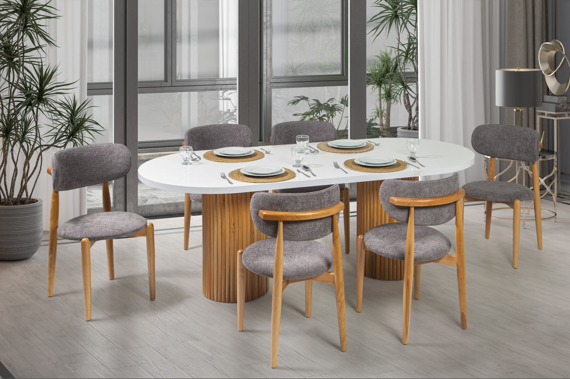 HİGH GLOSS TARZ SALON MASA BALİ SANDALYELİ