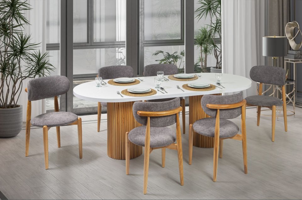 HİGH GLOSS TARZ SALON MASA BALİ SANDALYELİ