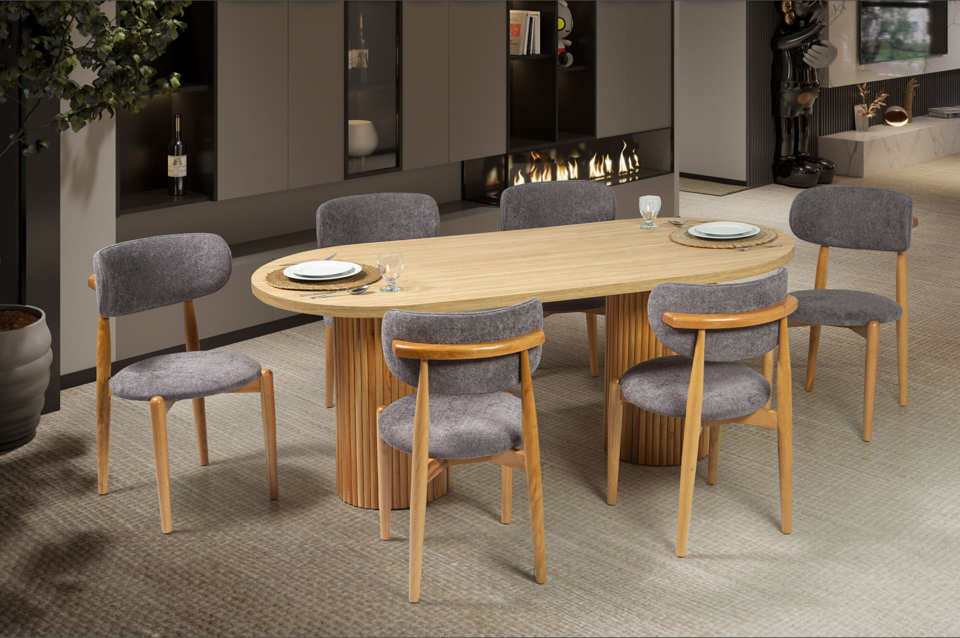 TARZ SALON MASA BALİ SANDALYELİ