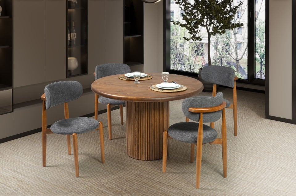 SARAY CEVİZ MASA BALİ SANDALYELİ