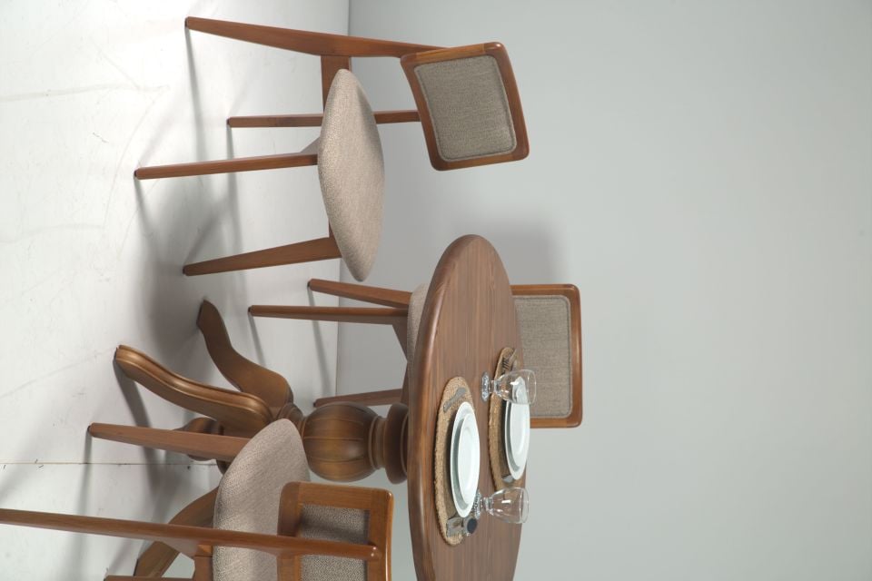 SARAY CEVİZ MASA ZEUS SANDALYELİ