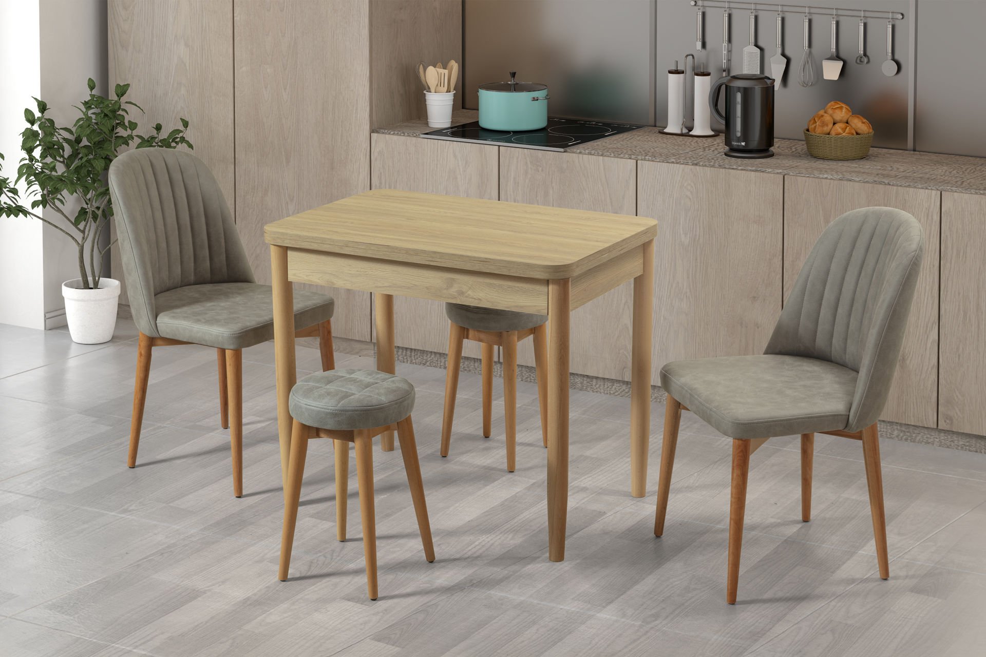 SPİL MASA&BELİZ SANDALYE&BELİZ TABURE