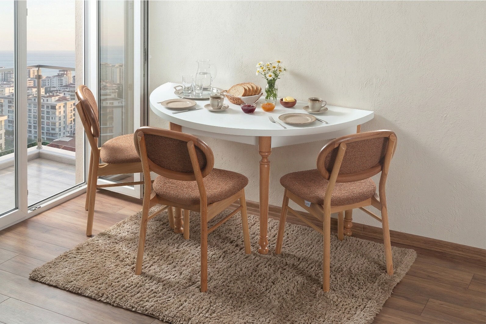 ATLAS MASA / ERVA DÖŞEMELİ SANDALYE