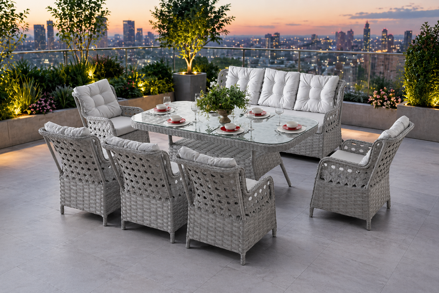 BARSELONA ALİMUNYUM RATTAN MASA TAKIMI