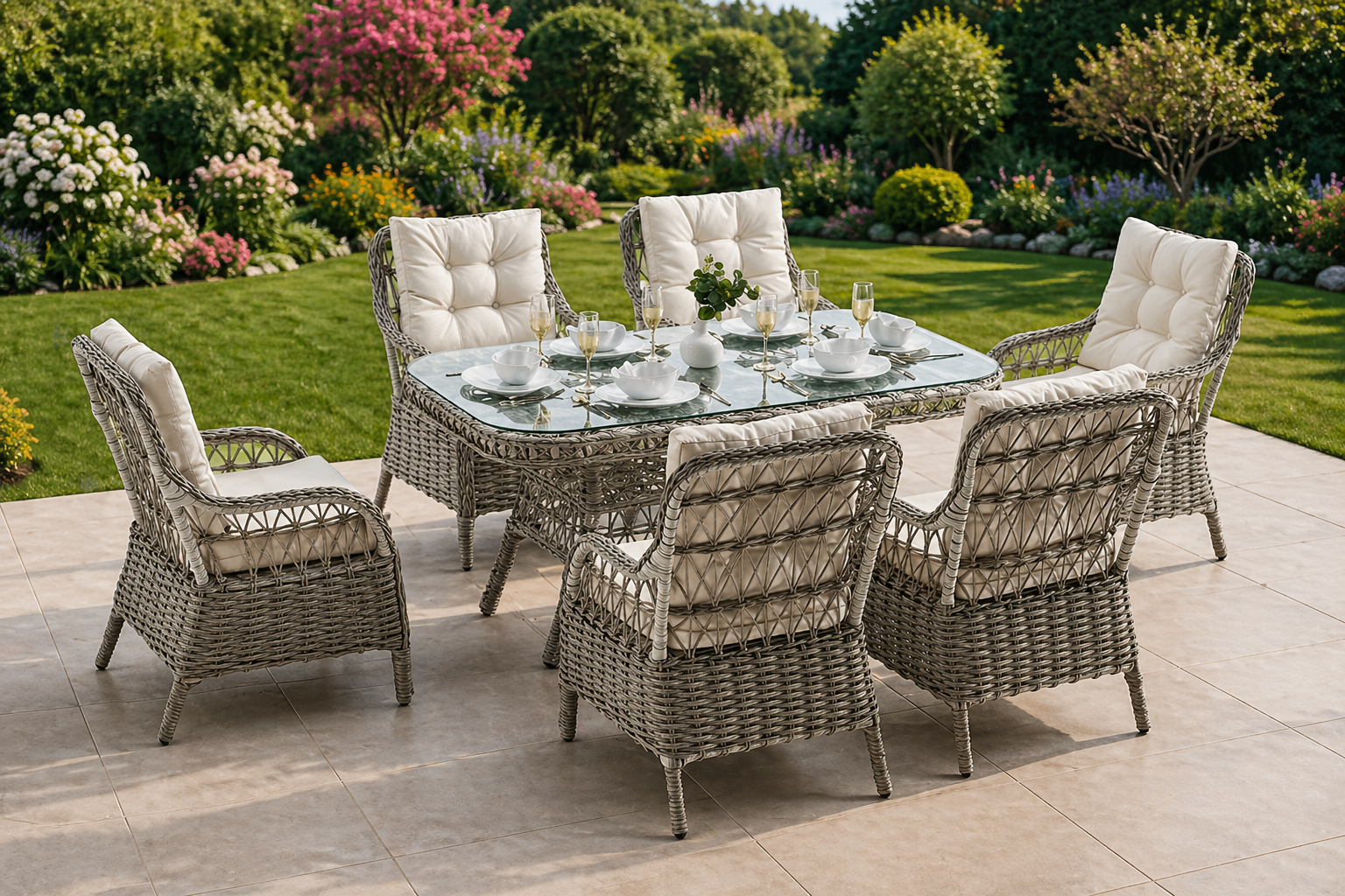 QUEEN ALİMÜNYUM RATTAN MASA TAKIMI