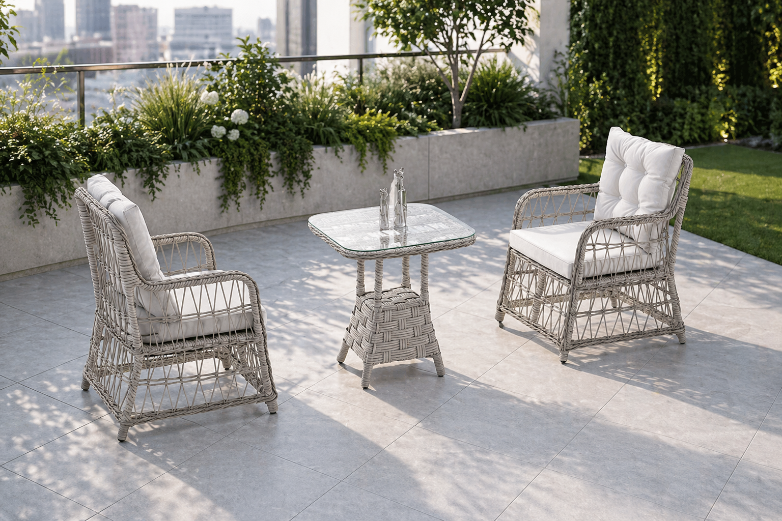 ELY ALİMÜNYUM RATTAN  KAHVE SETİ