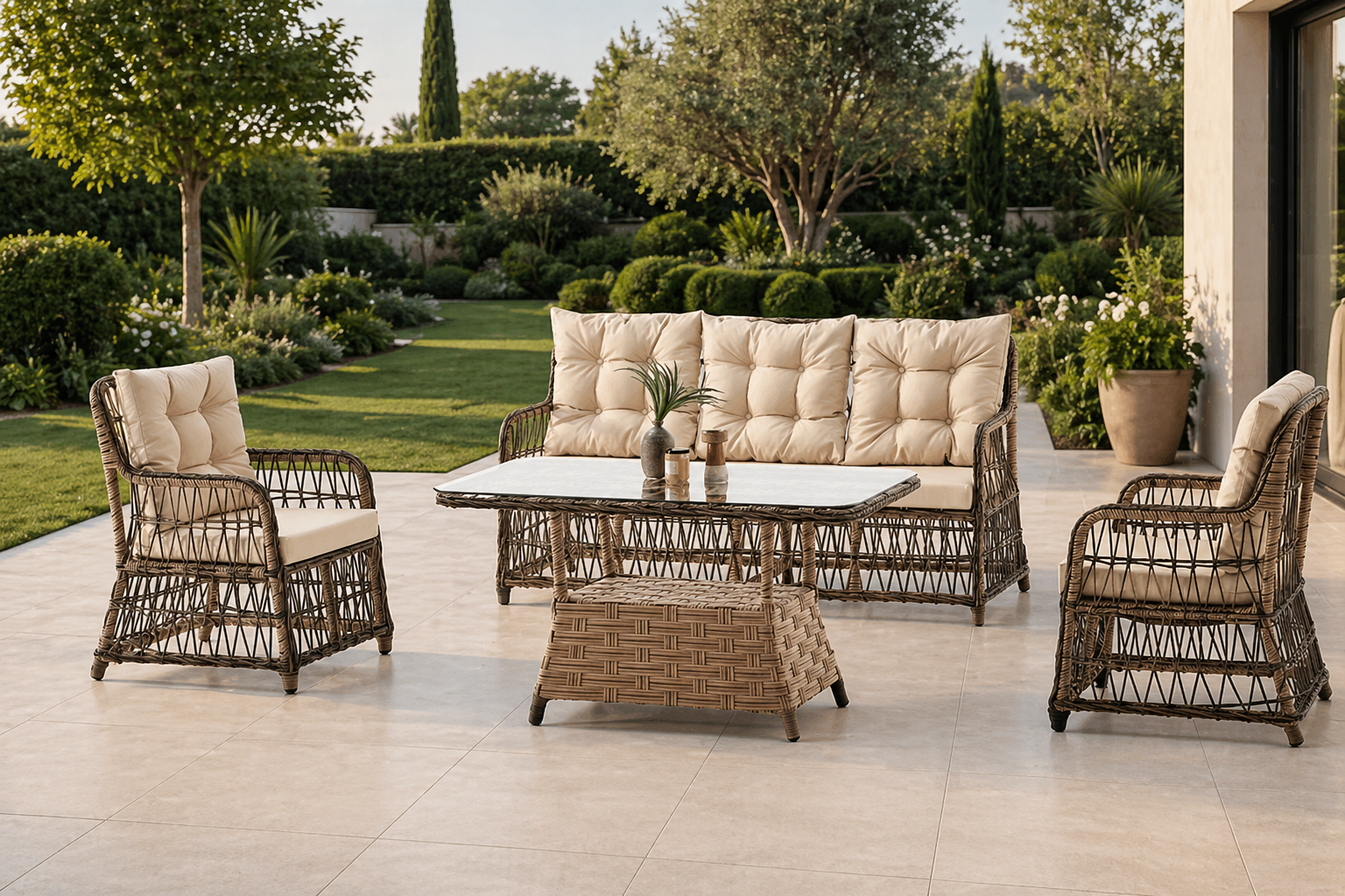 ELY ALİMÜNYUM RATTAN 3 LÜ ÇAY SETİ