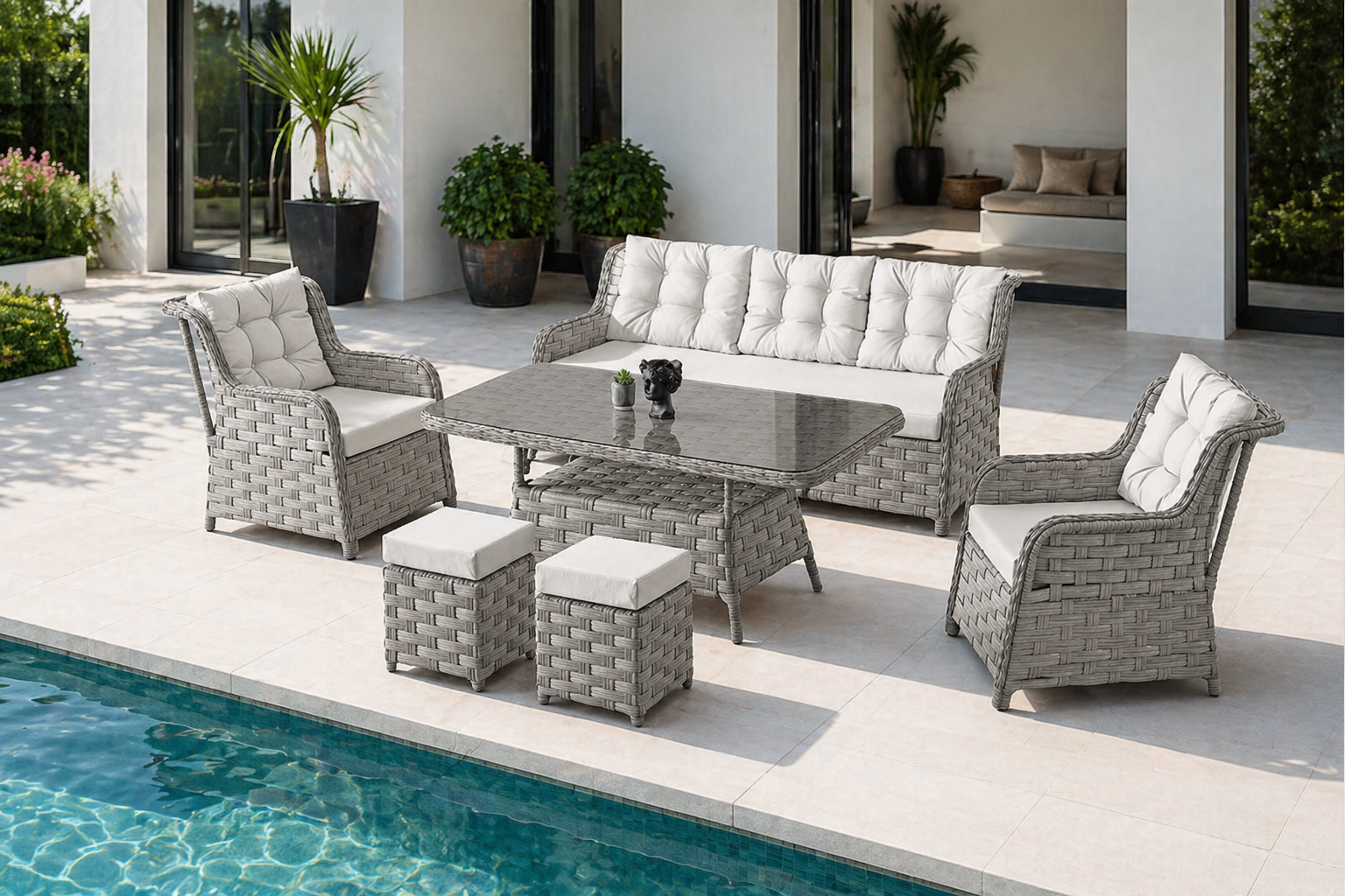 BREMEN  ALİMÜNYUM  RATTAN OTURMA GRUBU