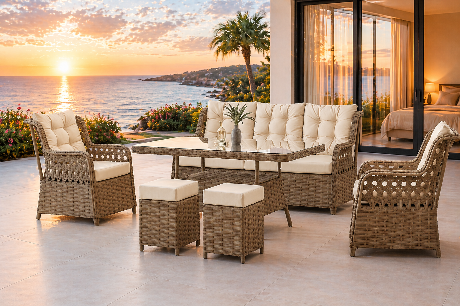 BARSELONA ALİMÜNYUM RATTAN OTURMA GRUBU