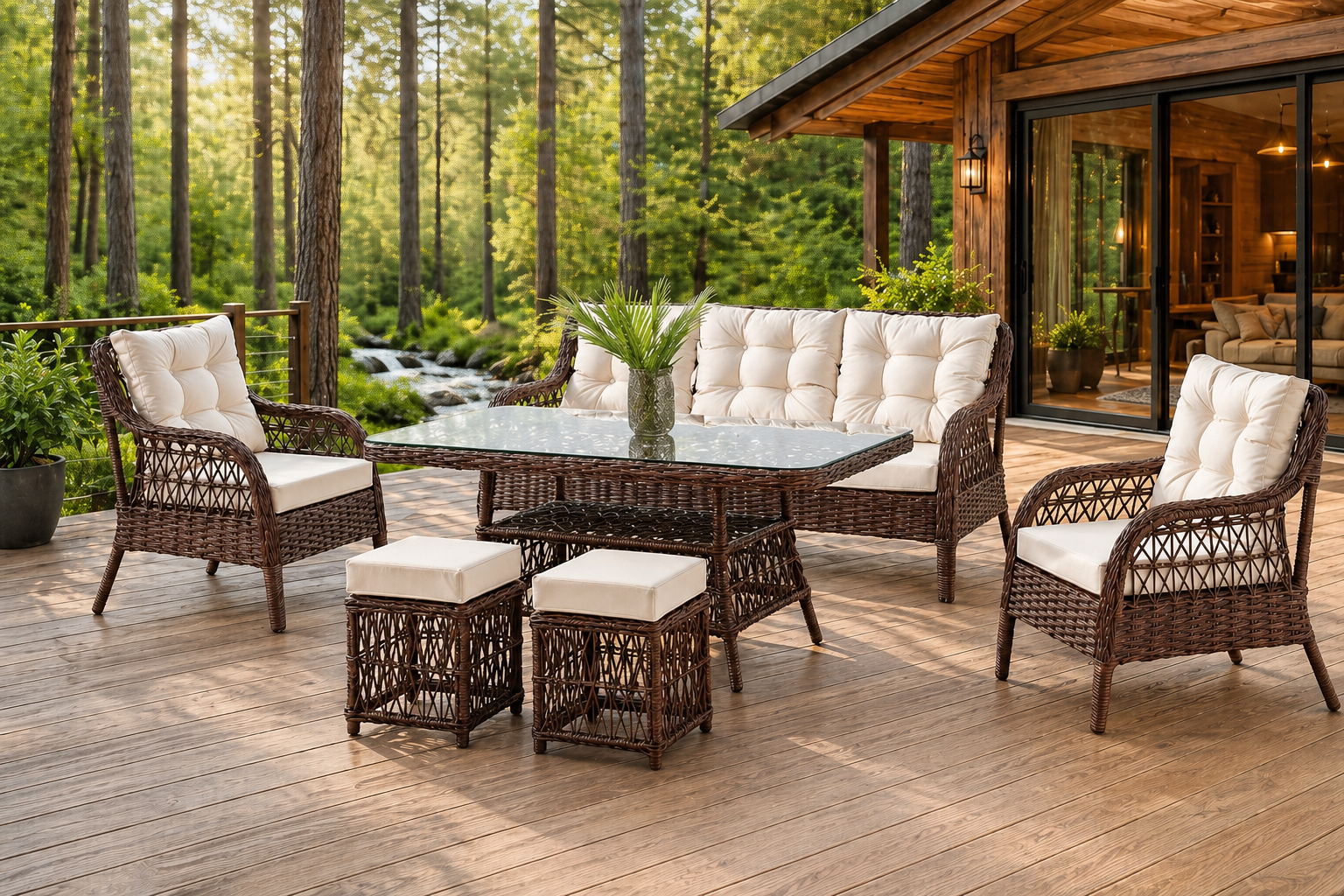 BAVİERA ALİMÜNYUM RATTAN OTURMA GRUBU