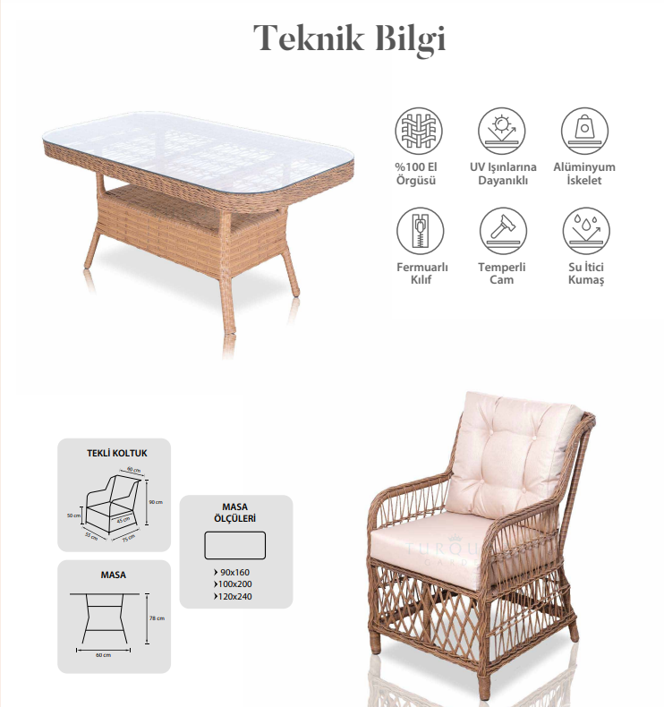 MADRİD 6 KOLTUKLU DIŞ MEKAN MASA TAKIMI