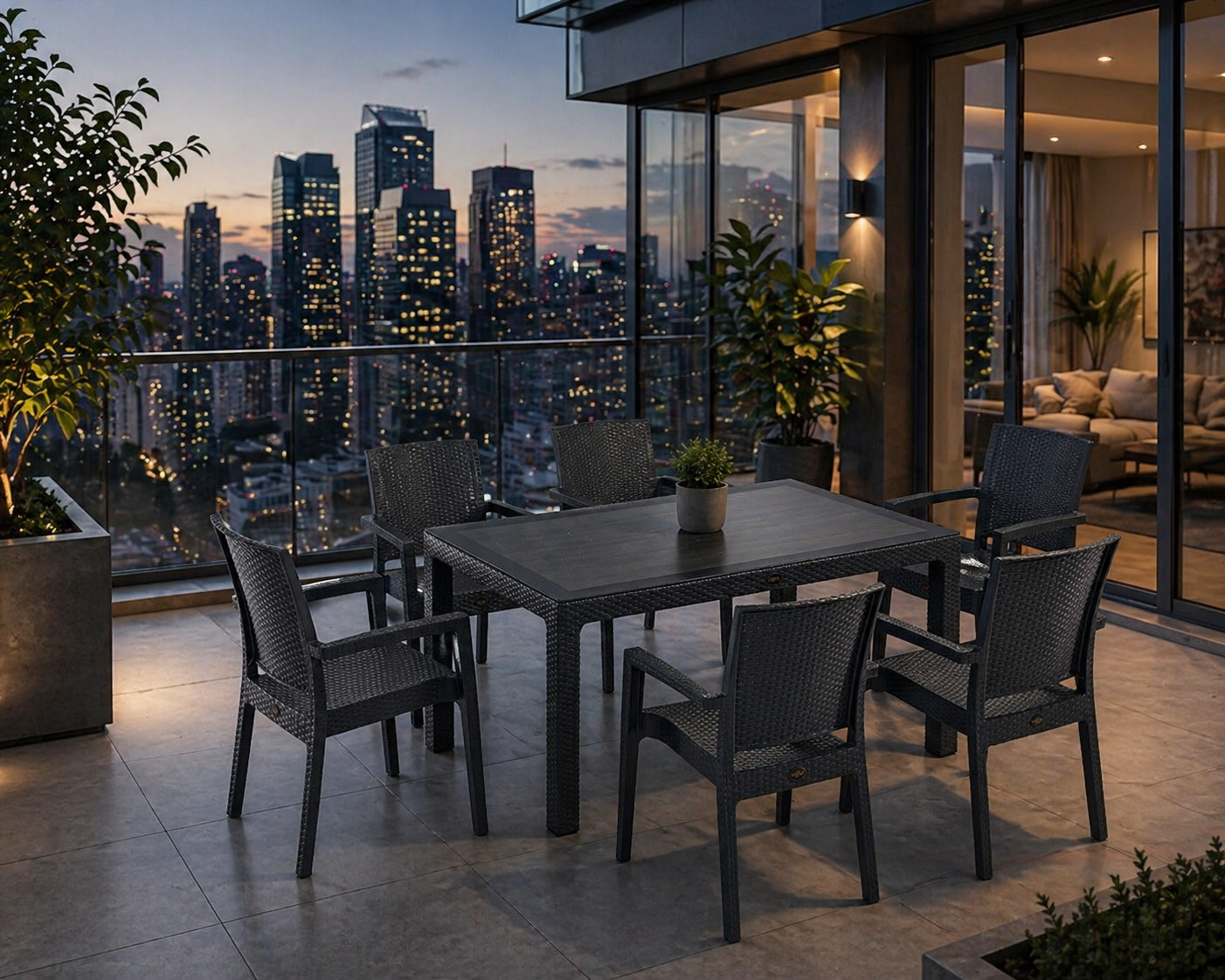 LİVERNO01 SİYAH 6'LI BAHÇE TAKIMI