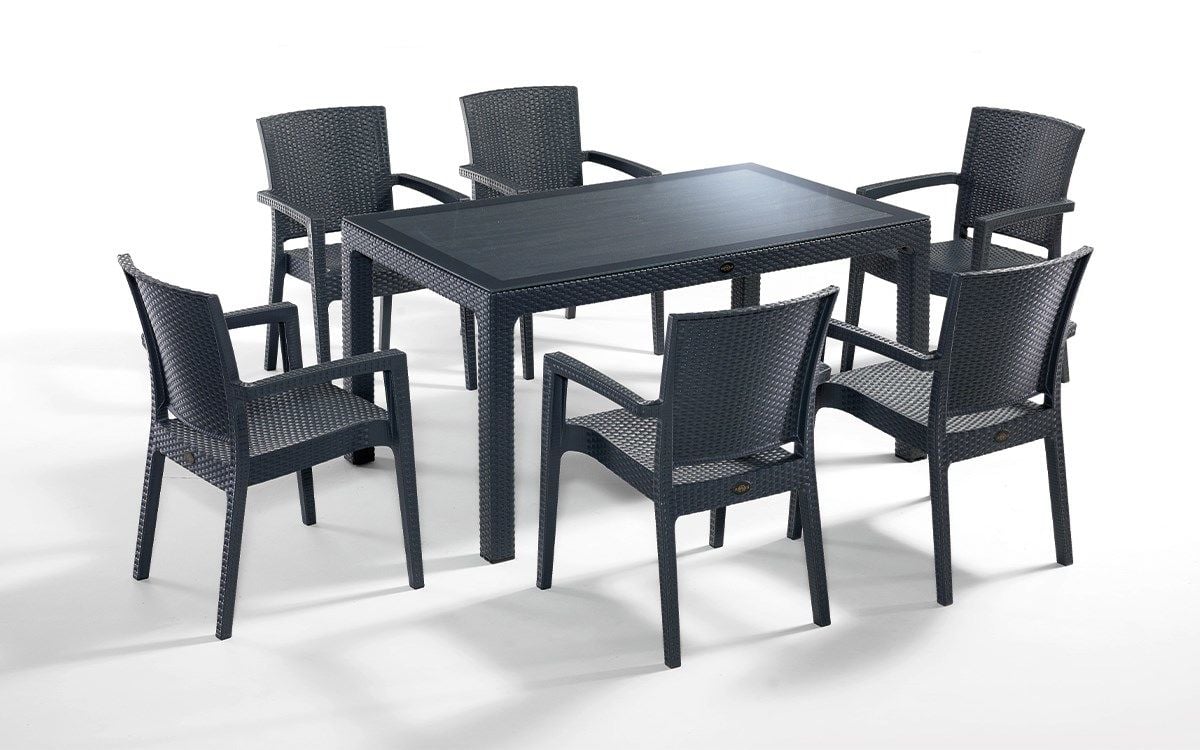 LİVERNO01 SİYAH 6'LI BAHÇE TAKIMI