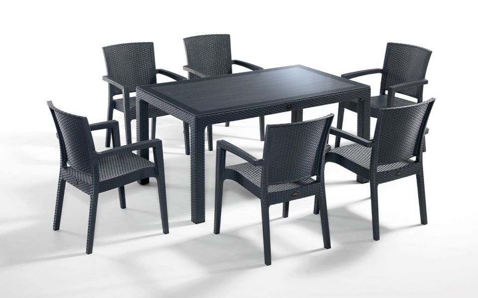 LİVERNO01 SİYAH 6'LI BAHÇE TAKIMI