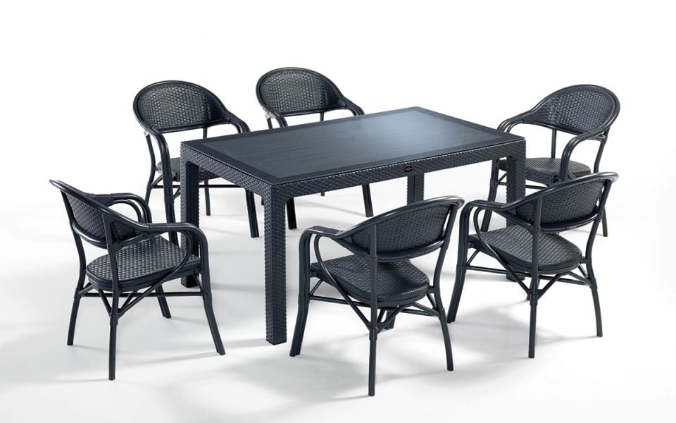 NİRVANA01 SİYAH 6'LI BAHÇE TAKIMI