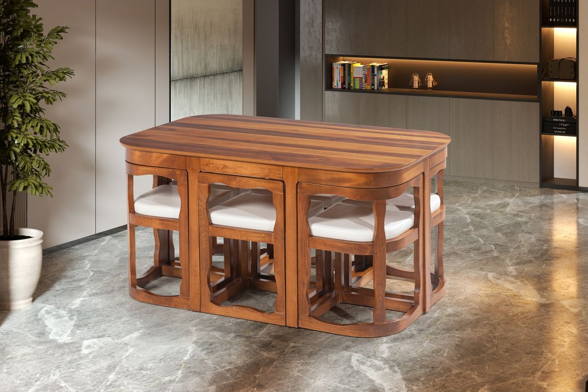 ADA MASA CEVİZ KAP. TABLALI  6 LI SET