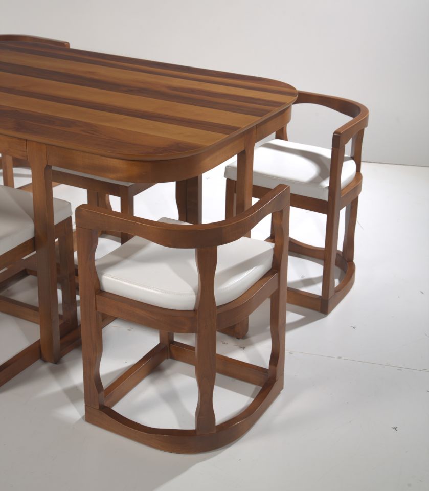 6'LI MASİF KAPLAMA ADA MASA SETİ 93X143