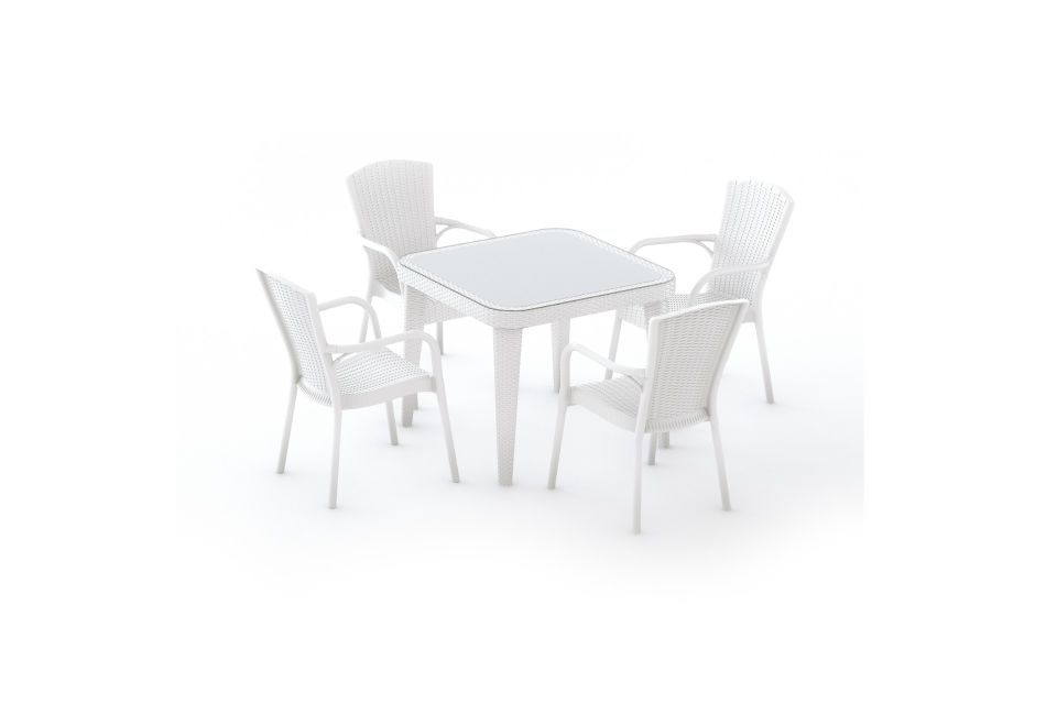 RATTAN GÖRÜNÜMLÜ KARE PLASTİK MASA TAKIMI