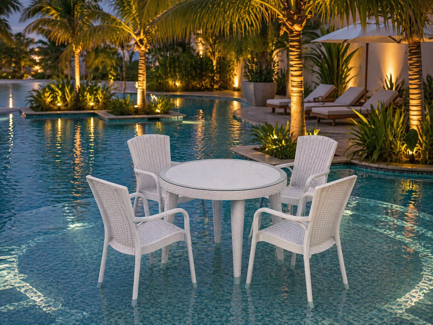 RATTAN GÖRÜNÜMLÜ YUVARLAK PLASTİK MASA TAKIMI