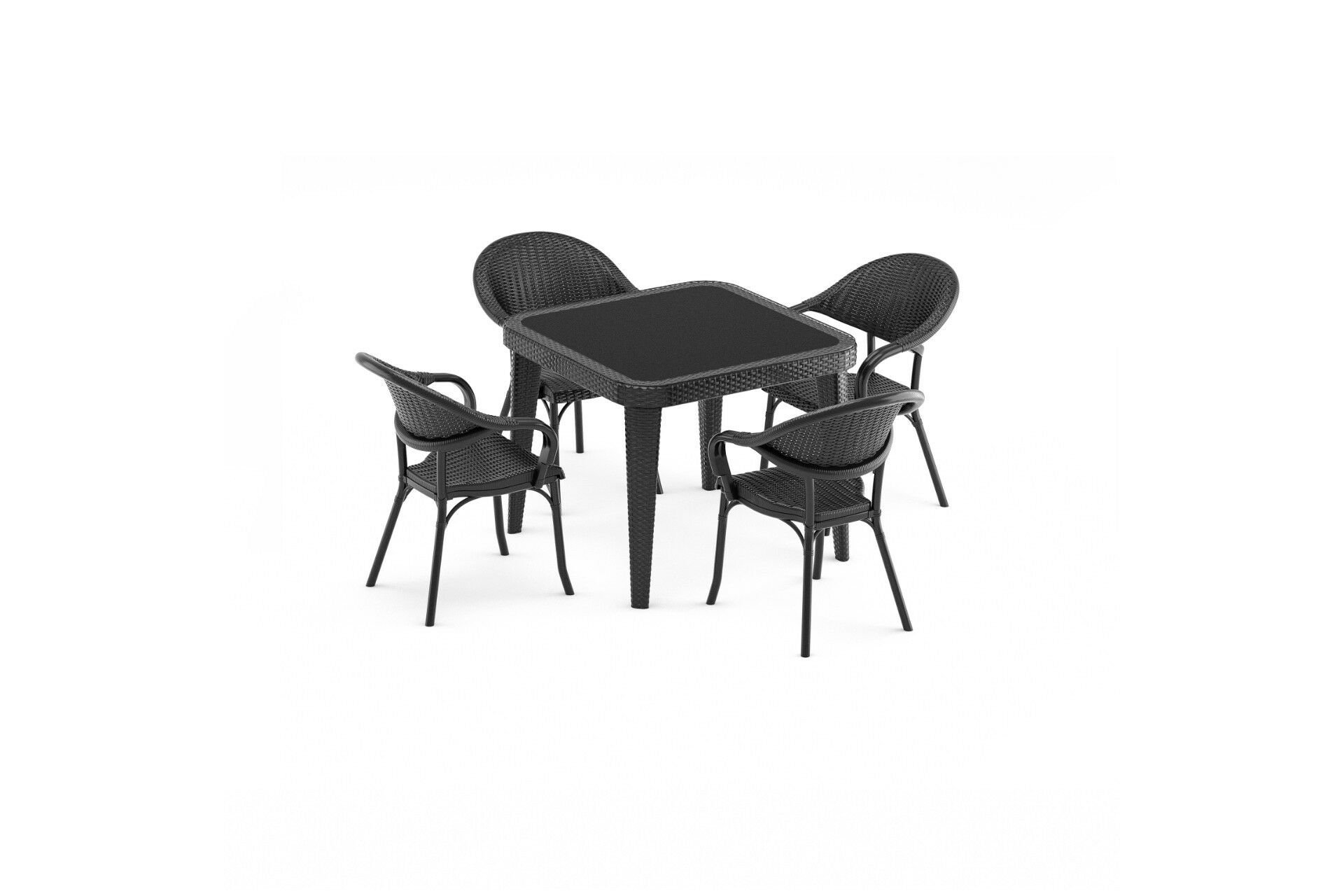 RATTAN GÖRÜNÜMLÜ KARE PLASTİK MASA TAKIMI