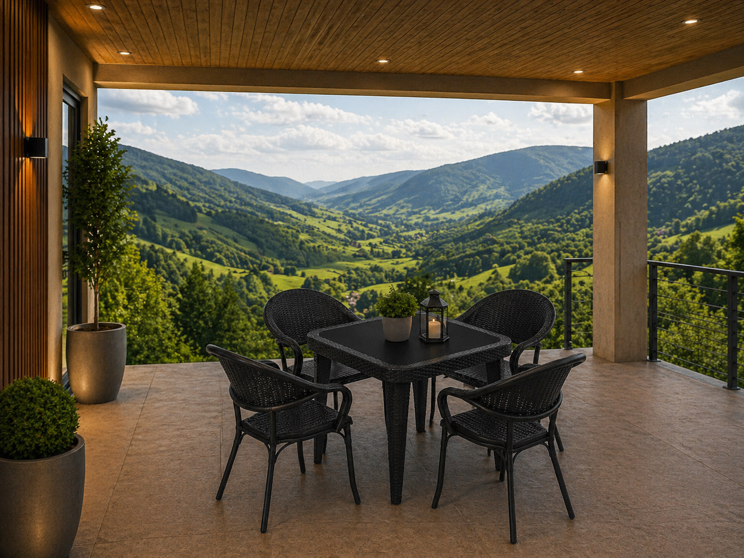 RATTAN GÖRÜNÜMLÜ KARE PLASTİK MASA TAKIMI