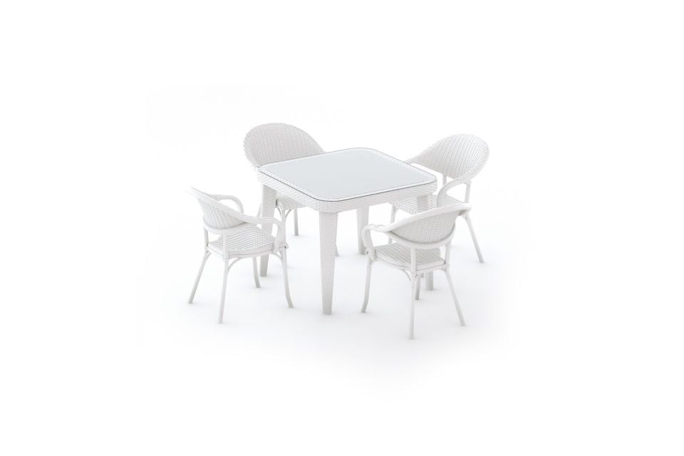 RATTAN GÖRÜNÜMLÜ KARE PLASTİK MASA TAKIMI
