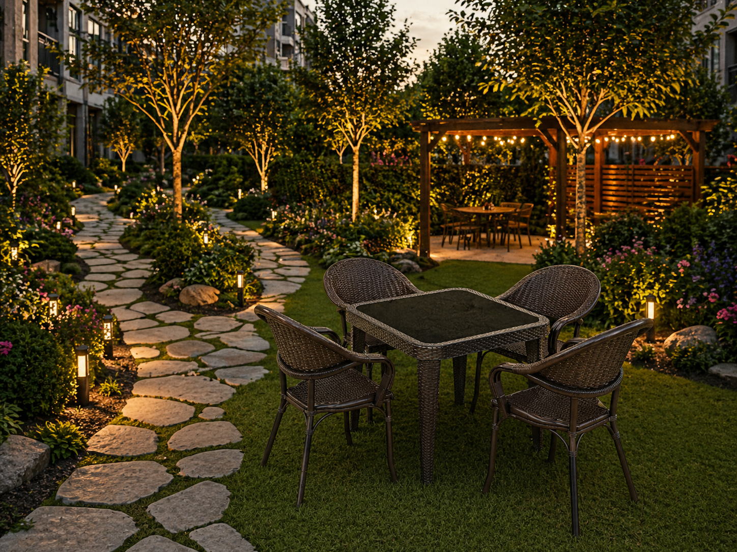 RATTAN GÖRÜNÜMLÜ  KARE PLASTİK MASA TAKIMI