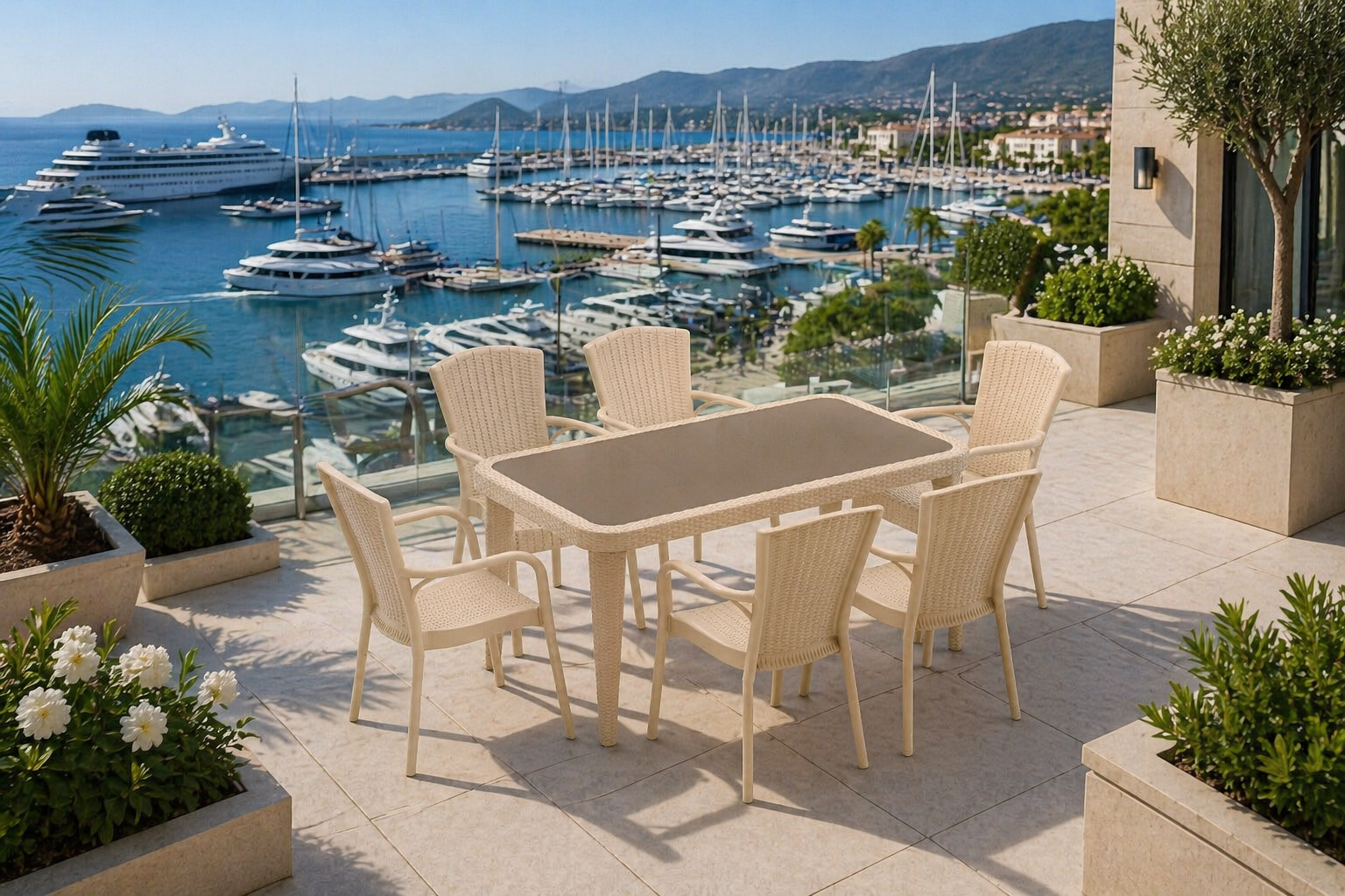 OSAKA MASA ROYAL 6 SANDALYELİ BEJ SET