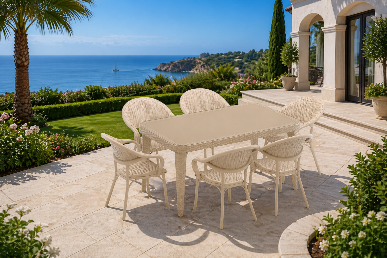 OSAKA MASA FLASH-R 6 SANDALYELİ BEJ SET