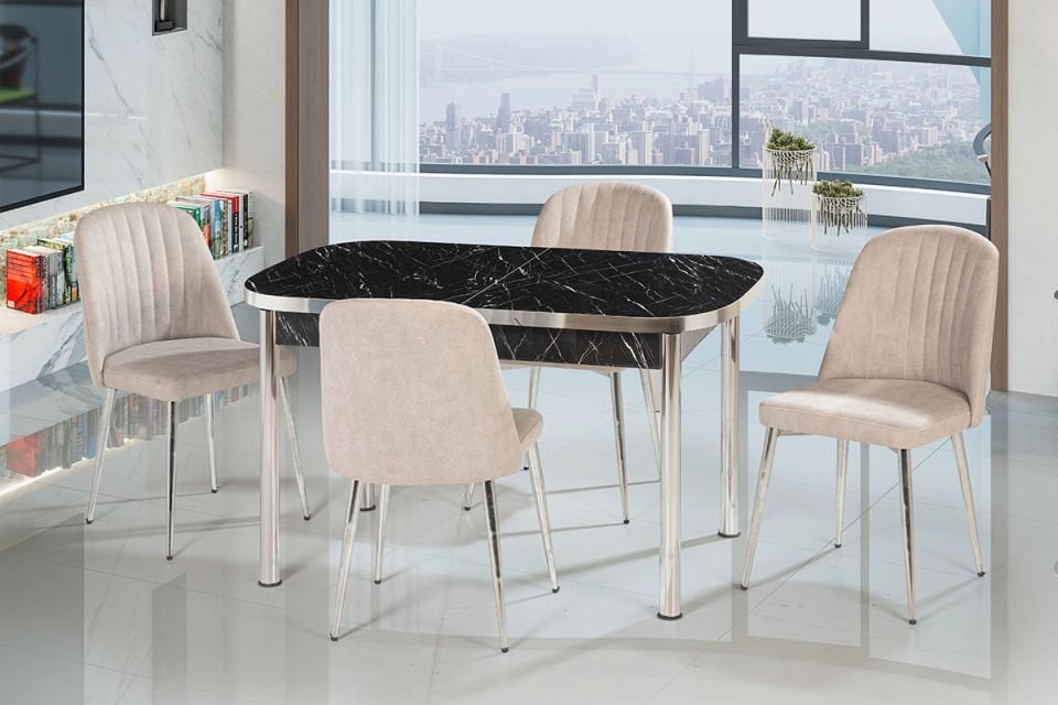 MEDUSA MASA BELİZ SANDALYE NİKEL AYAK