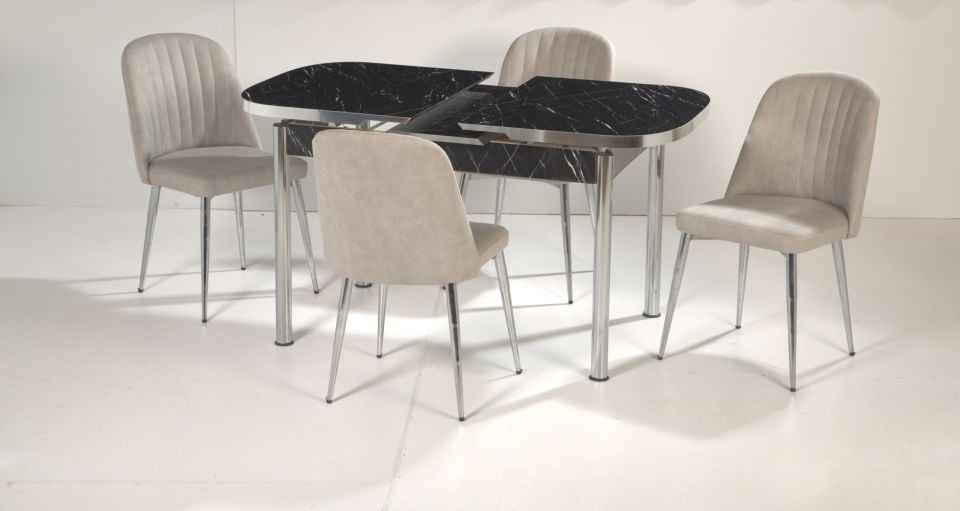 MEDUSA MASA BELİZ SANDALYE NİKEL AYAK