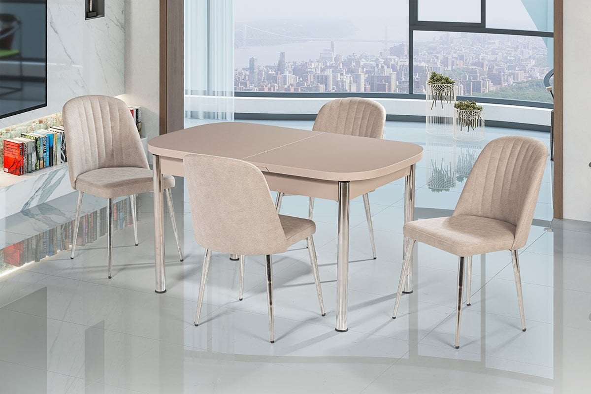 MEDUSA MASA BELİZ SANDALYE NİKEL AYAK