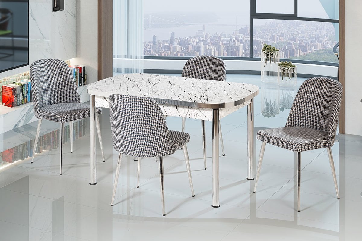 MEDUSA MASA BELİZ SANDALYE NİKEL AYAK