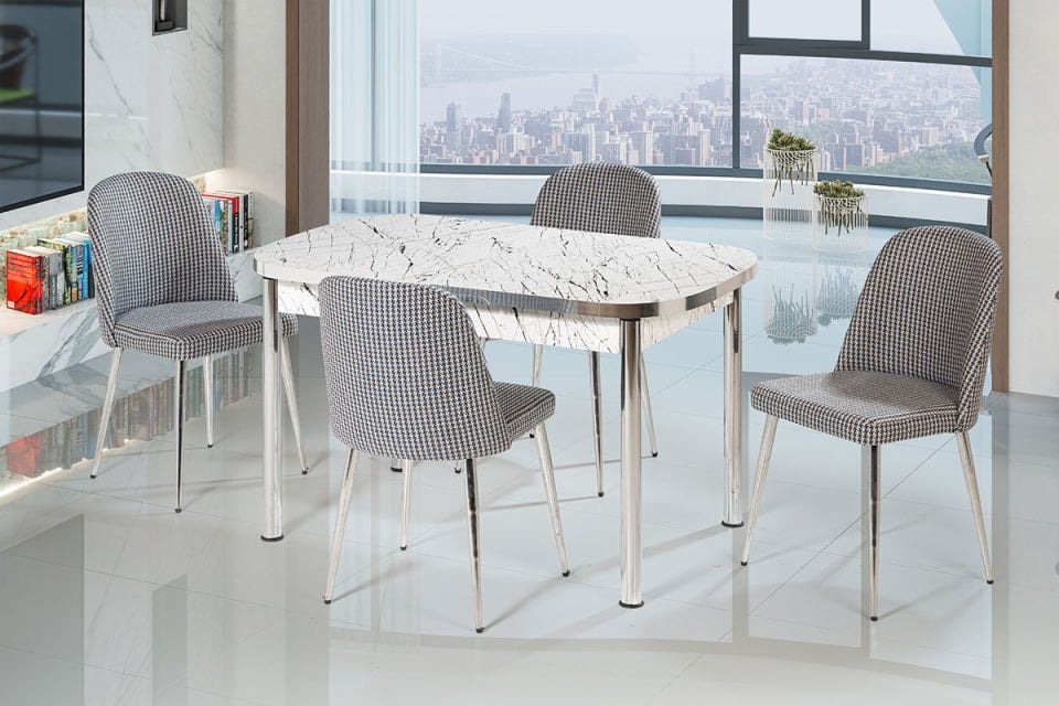 MEDUSA MASA BELİZ SANDALYE NİKEL AYAK