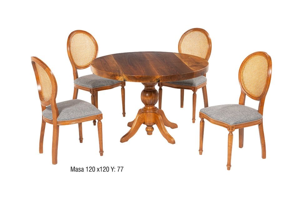 SARAY CEVİZ MASA KLAS SANDALYELİ