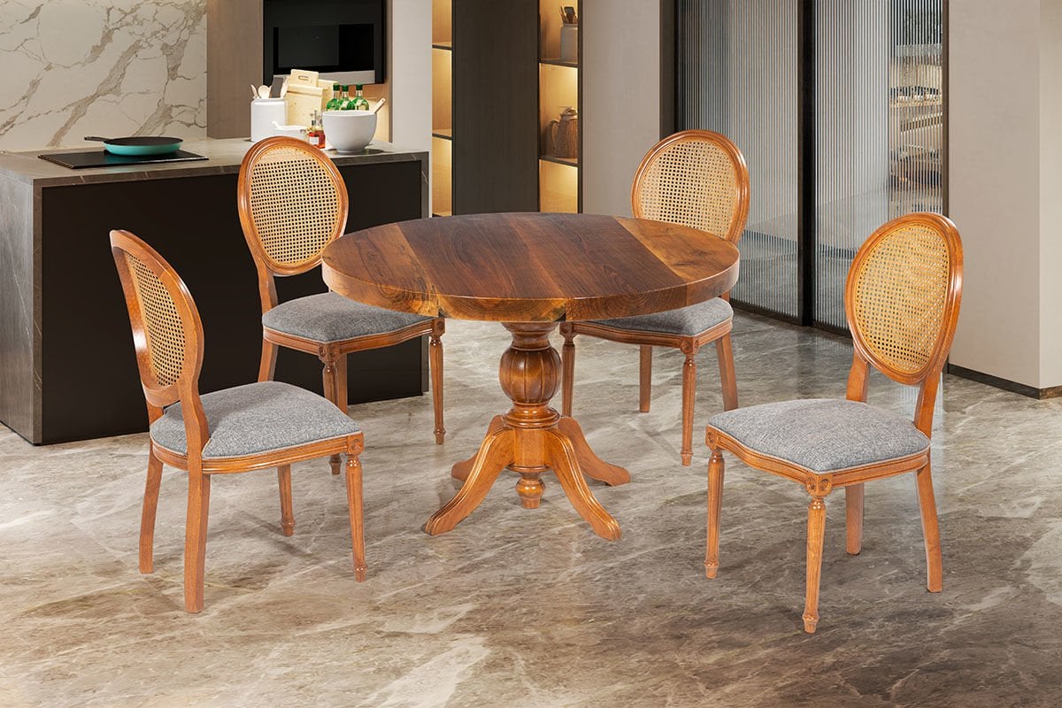 SARAY CEVİZ MASA KLAS SANDALYELİ