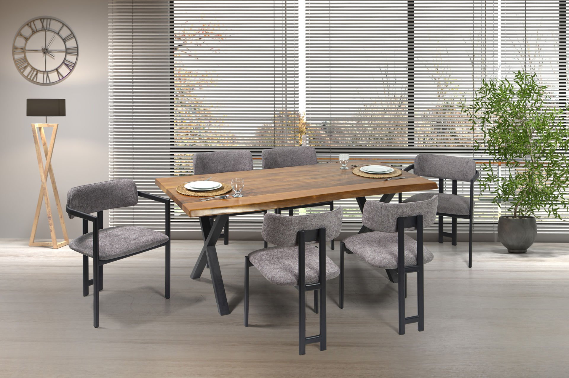 CEVİZ KÜTÜK MASA TAKIMI